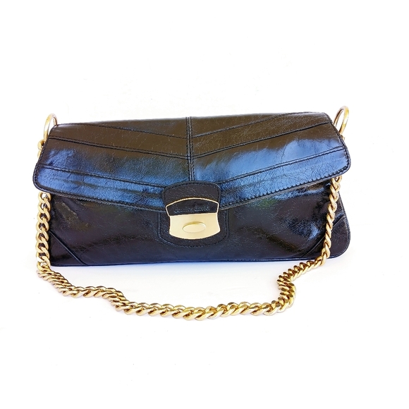 Charles David Leather Handbag Black Gold - Picture 1 of 9